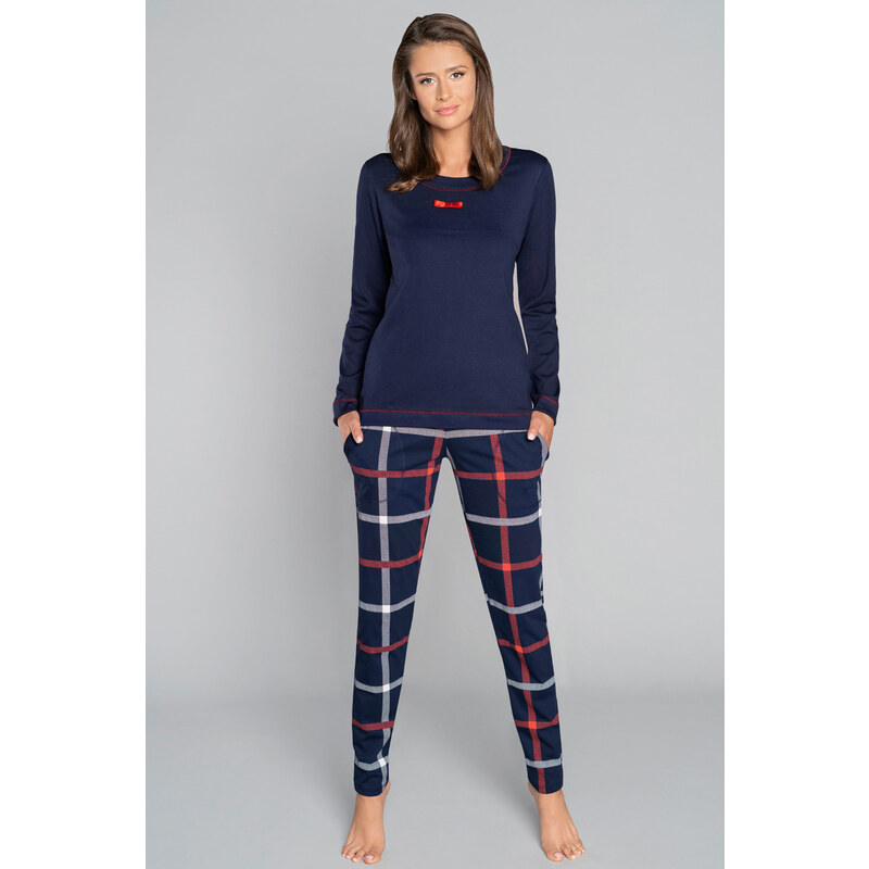 Italian Fashion Dámske bavlnené pyžamo Izera tmavomodré, Farba 27596031