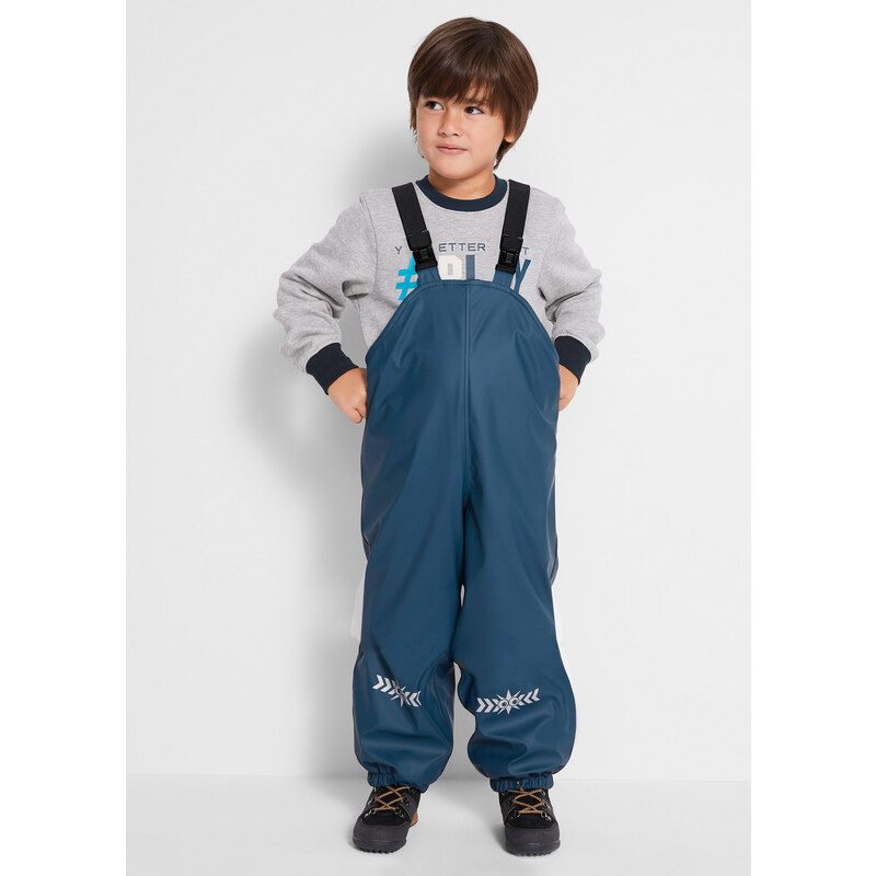 bonprix Chlapčenské termo nohavice na traky do dažďa, farba modrá