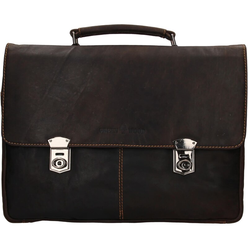 Pánska kožená aktovka Greenwood Seen - tmavo hnedá 50459674