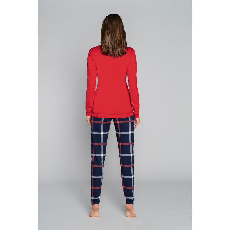 Italian Fashion Dámske bavlnené pyžamo Izera červené, Farba červená