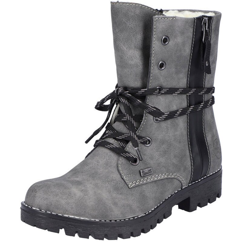 Rieker Šnurovacie členkové čižmy sivá melírovaná / čierna 27987269