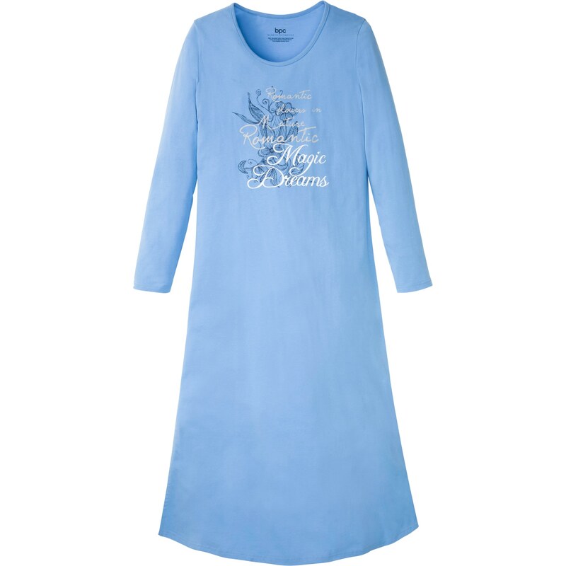 bonprix Nočná košeľa, dlhá, z čistej bio bavlny, farba modrá 47656734