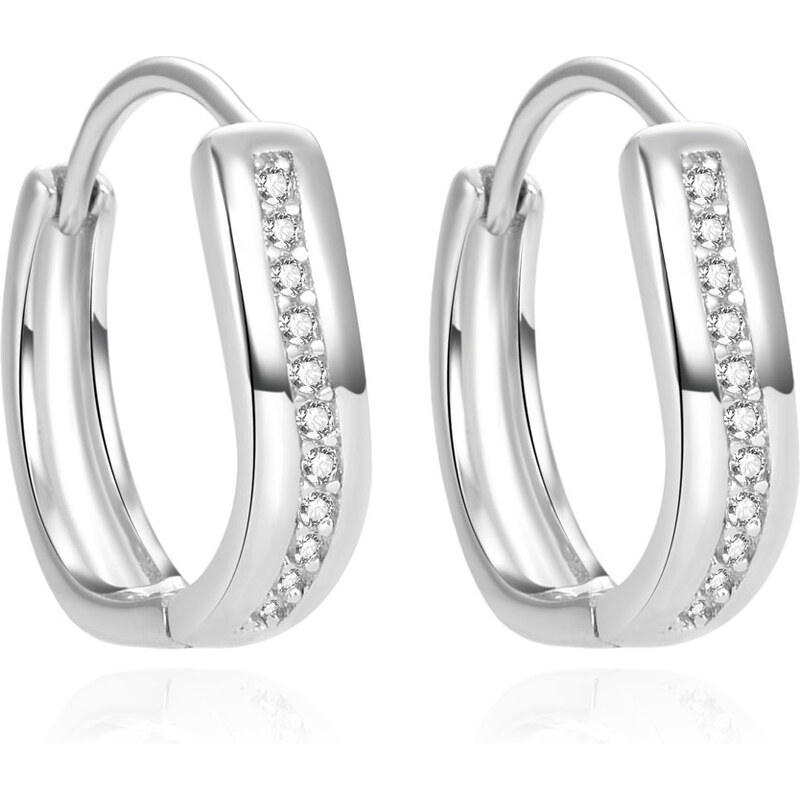 Beneto Originálne strieborné náušnice kruhy so zirkónmi AGUC2375L 66583033