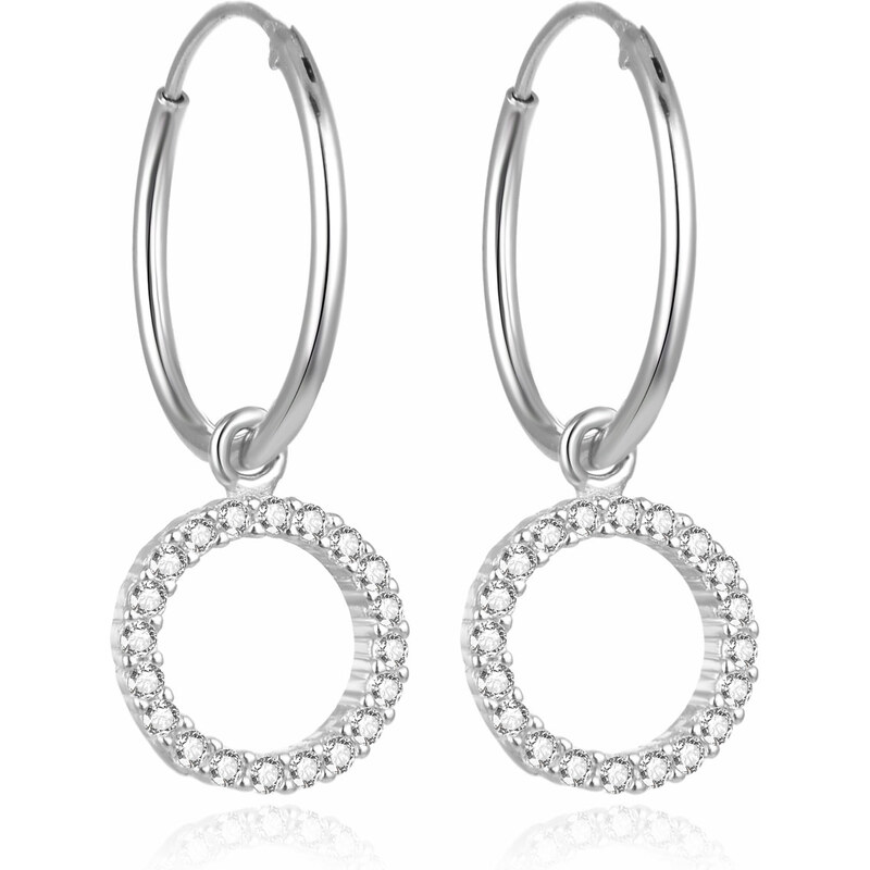 Beneto Štýlové kruhové strieborné náušnice AGUC2060 66580423