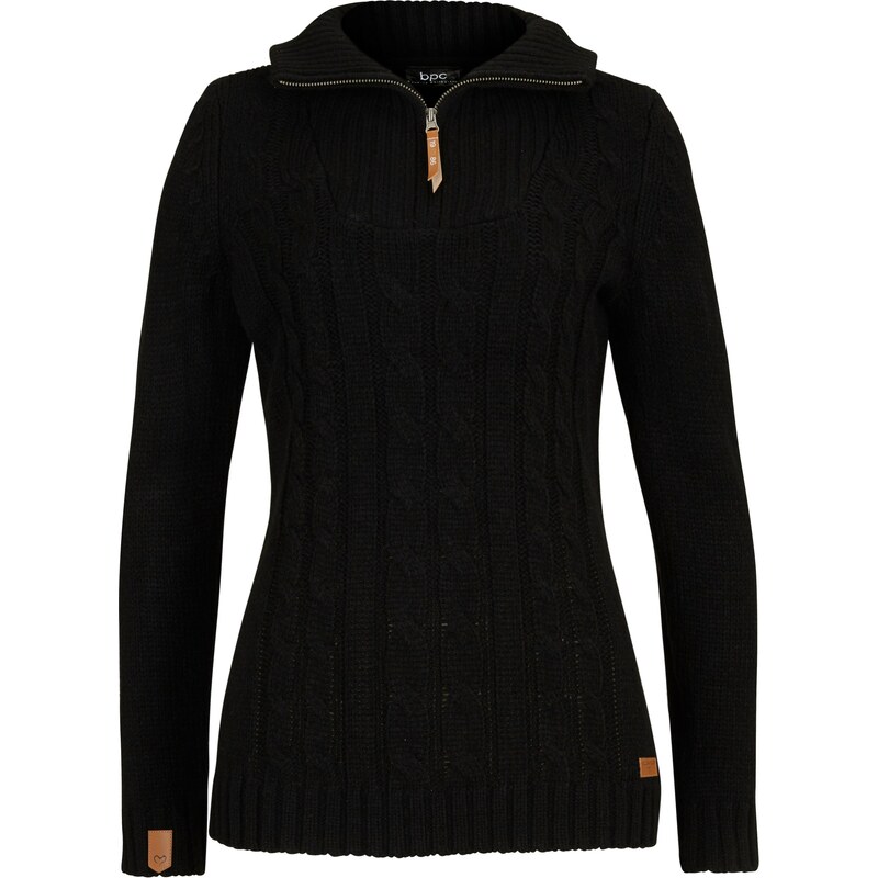 bonprix Pulóver s osmičkovým vzorom, farba čierna 44791236