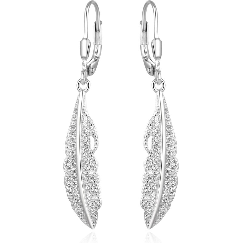 Beneto Nadčasové strieborné náušnice pierka AGUC2391L 66581556