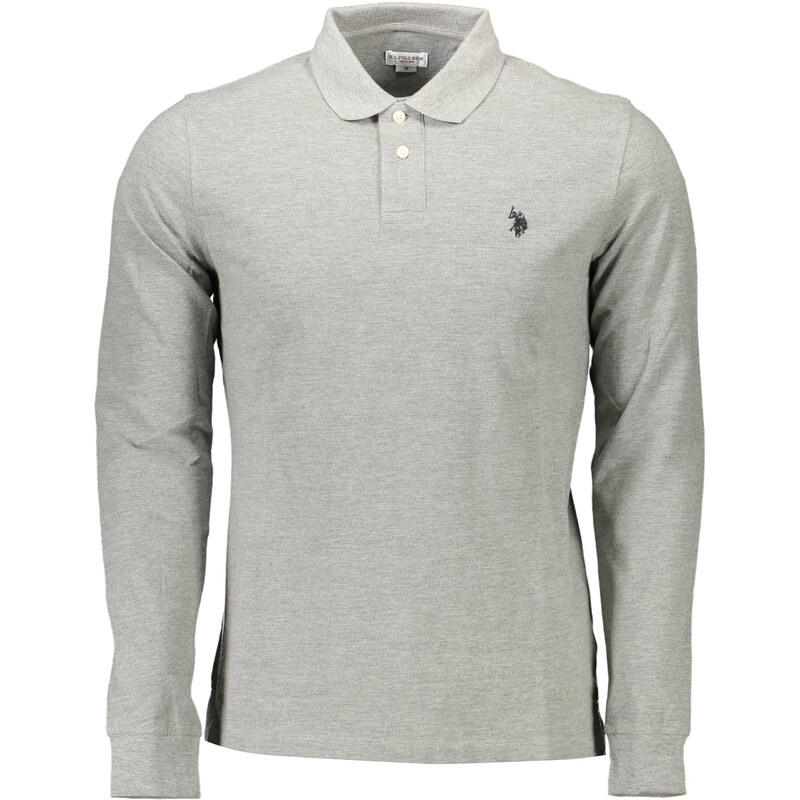 US Polo Assn Pánske sivé polokošele s dlhým rukávom 64702937