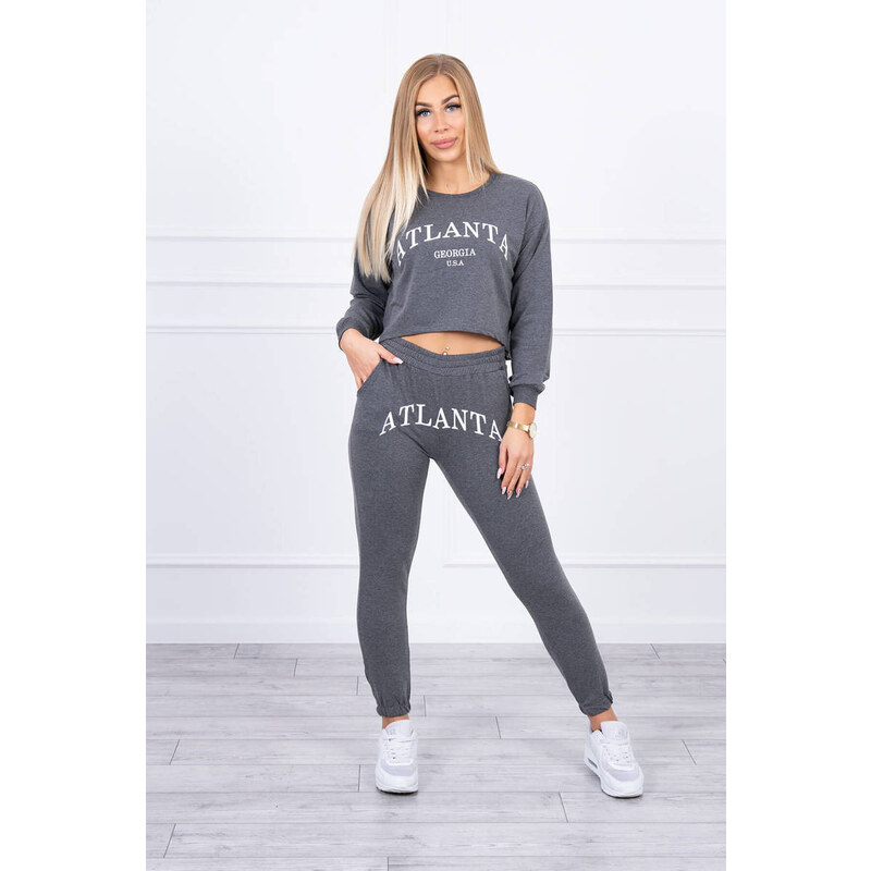 MladaModa Crop-topová tepláková súprava s nápisom Atlanta grafitová 27757414