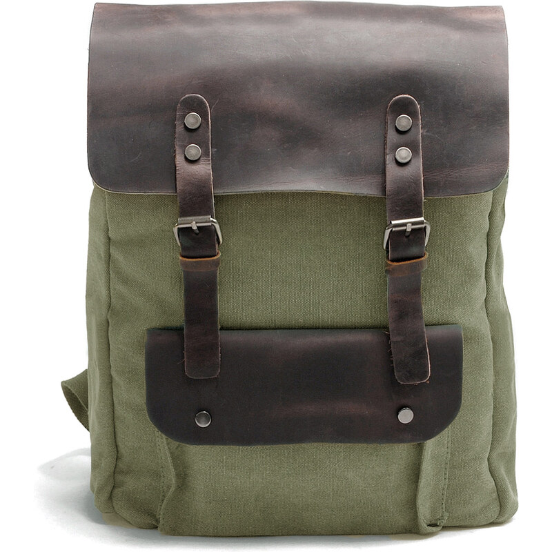 Glara Plátený retro batoh s koženými detailmi 28935151