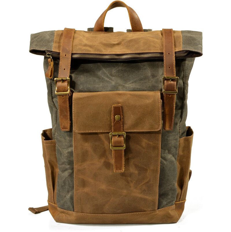 Glara Vintage plátený batoh s koženými detailmi 57937829