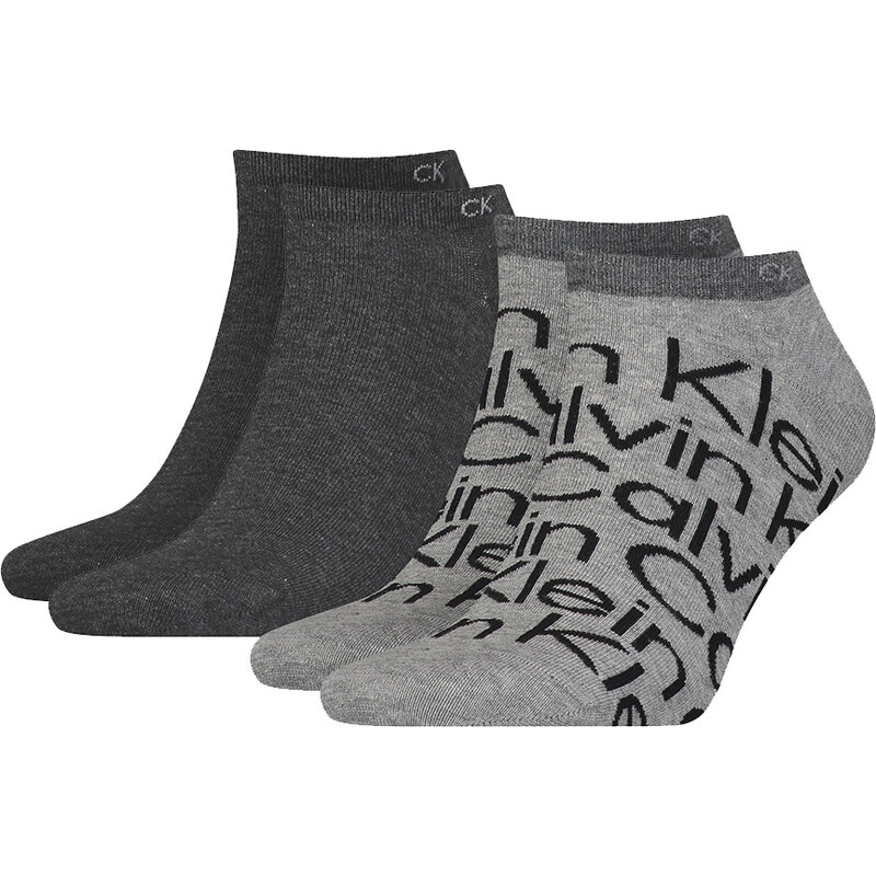 CALVIN KLEIN - 2PACK big logo pánske gray členkové ponožky CK 27768993