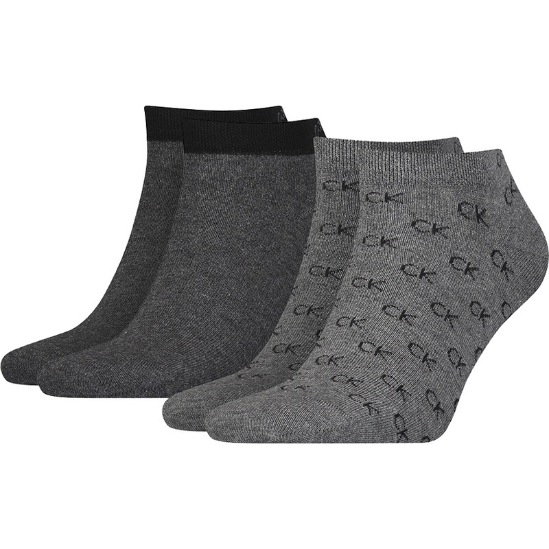 CALVIN KLEIN - 2PACK Eduardo sivé členkové ponožky s logom CK 27768988