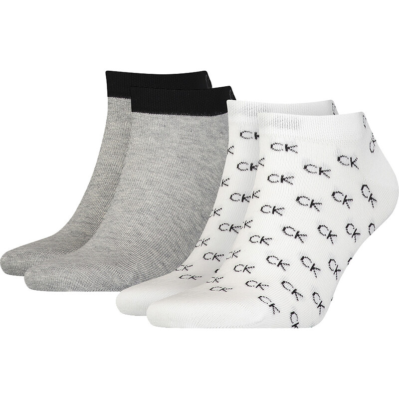CALVIN KLEIN - 2PACK Eduardo biele členkové ponožky s logom CK 27768990