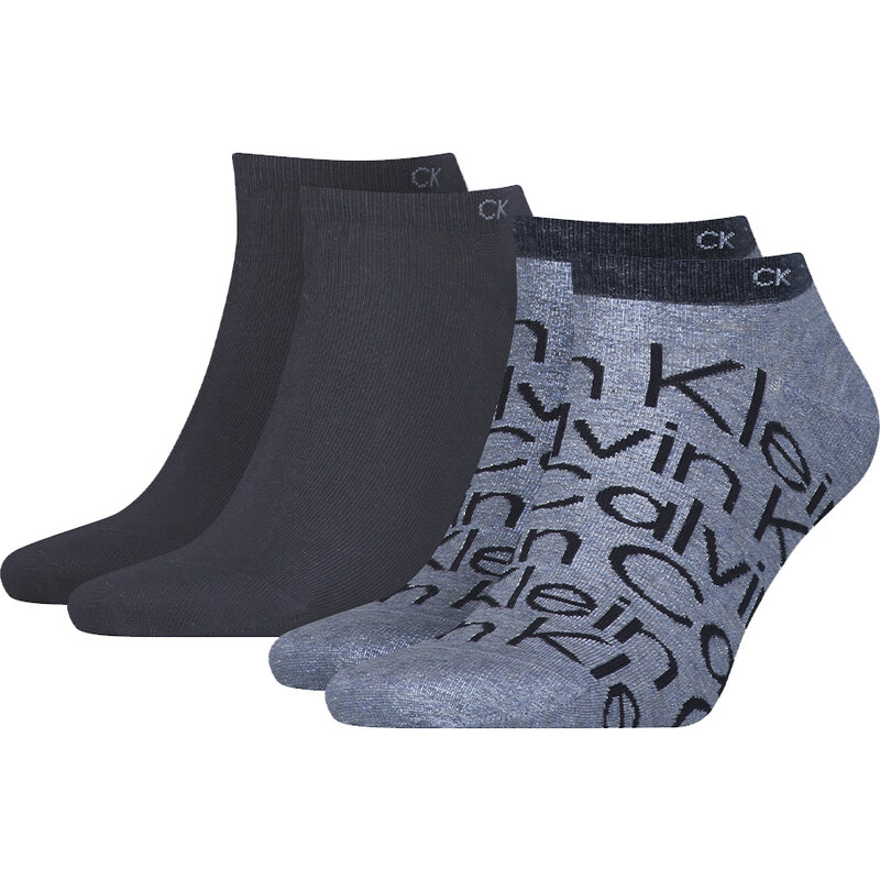 CALVIN KLEIN - 2PACK big logo pánske denim členkové ponožky CK 27768992