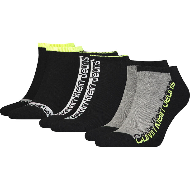 CALVIN KLEIN - 3PACK CK jeans athleisure black combo členkové ponožky 27768975