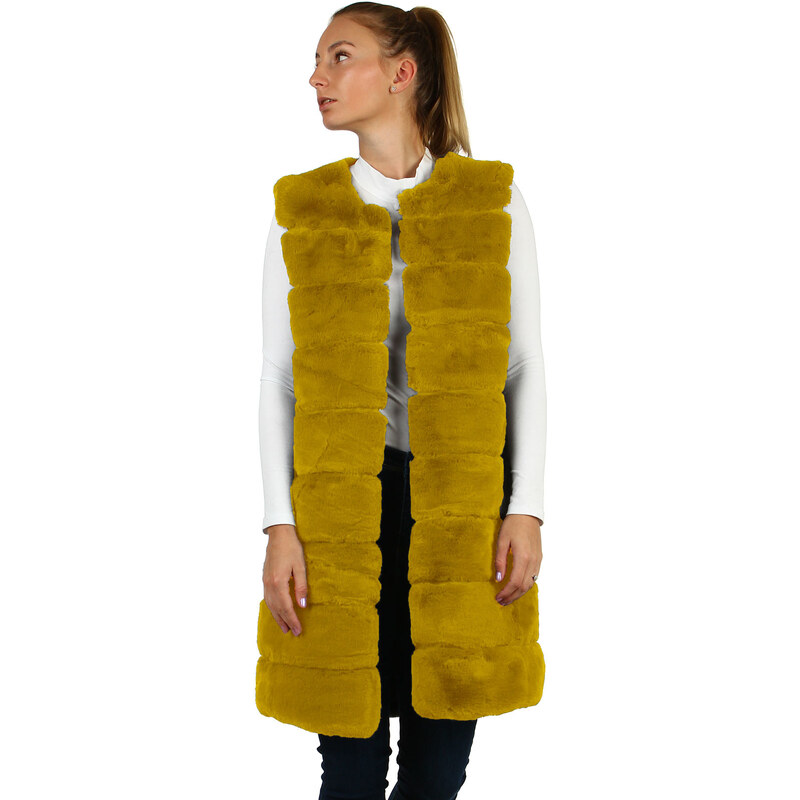 Glara Dlhá prešívaná kožušinová vesta 28762786