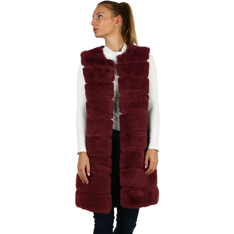 Glara Dlhá prešívaná kožušinová vesta 28762787