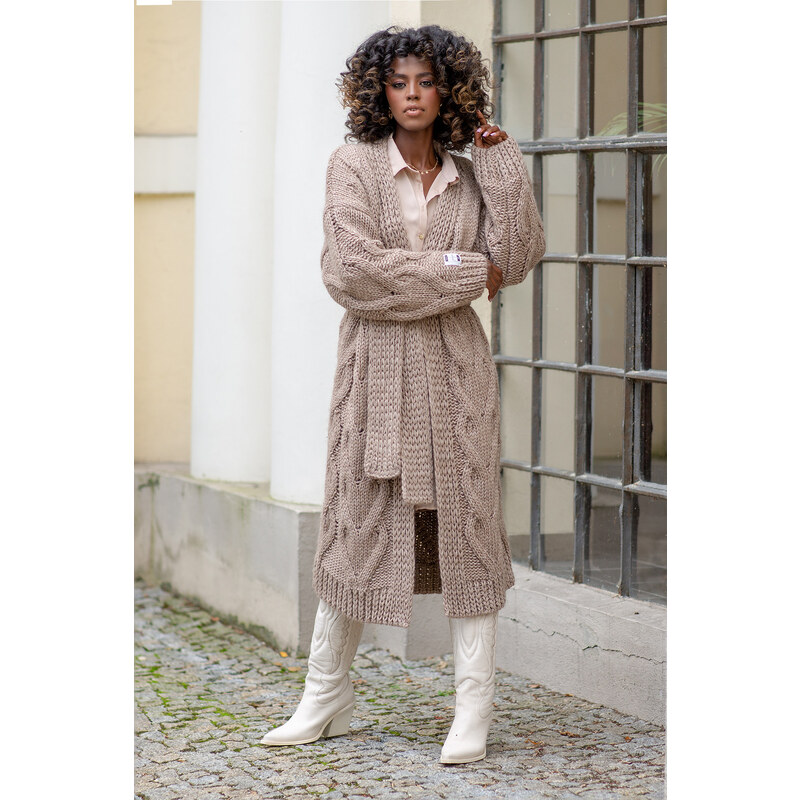 Glara Vlnený kardigán s vypletaným vzorom 27804169