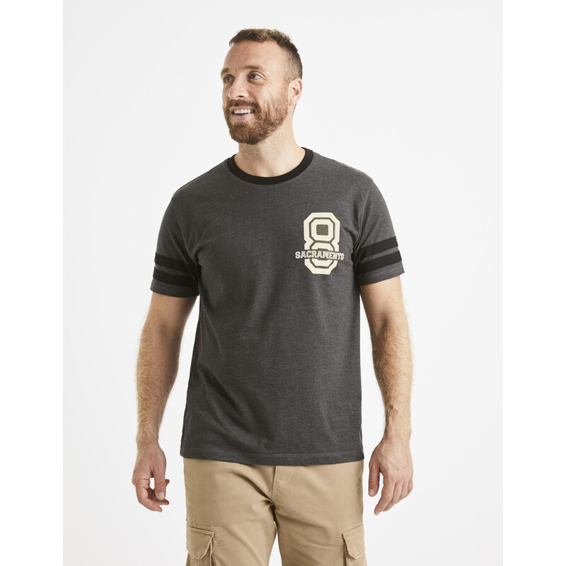 Tmavošedé pánske tričko s potlačou Celio 50506902