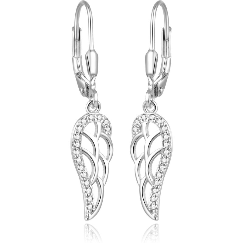 Beneto Elegantné strieborné náušnice s čírymi zirkónmi Anjelské krídla 66588156
