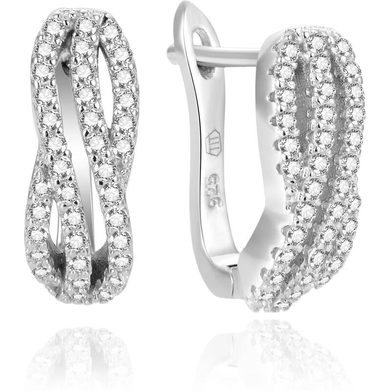 Beneto Elegantné strieborné náušnice so zirkónmi AGUC2225L 66587347
