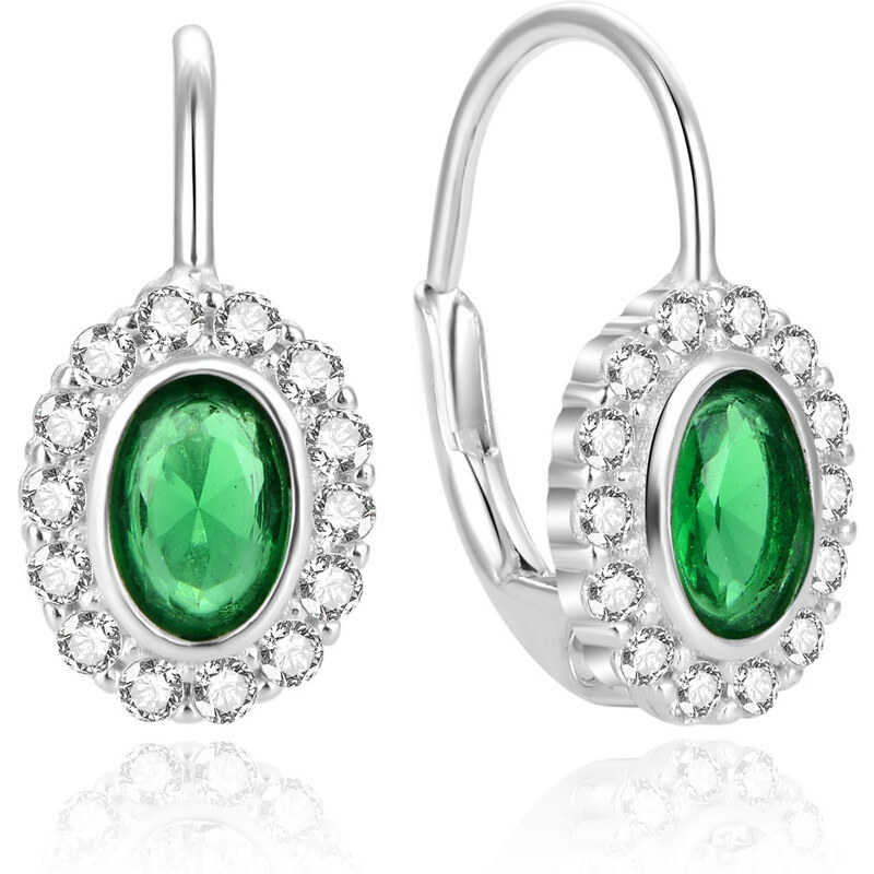 Beneto Módne strieborné náušnice so zelenými zirkónmi AGUC1810L 66578709