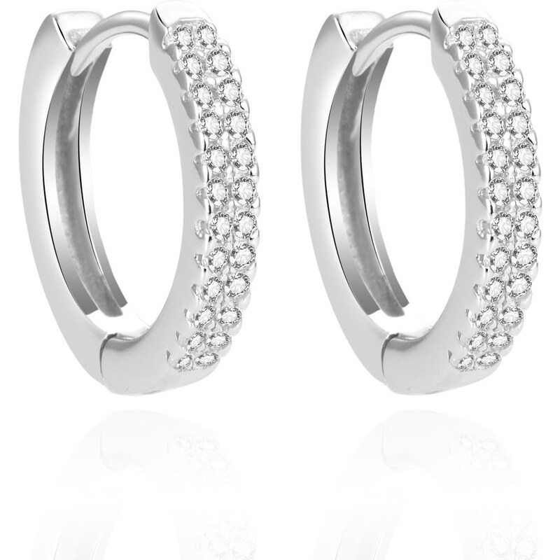 Beneto Kruhové strieborné náušnice so zirkónmi AGUC2083 66583129
