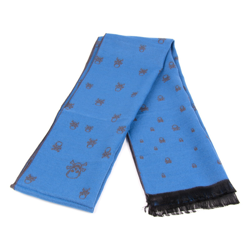 Roberto Gabbani Šedo-modrý šál so vzorom lebky. 27853779