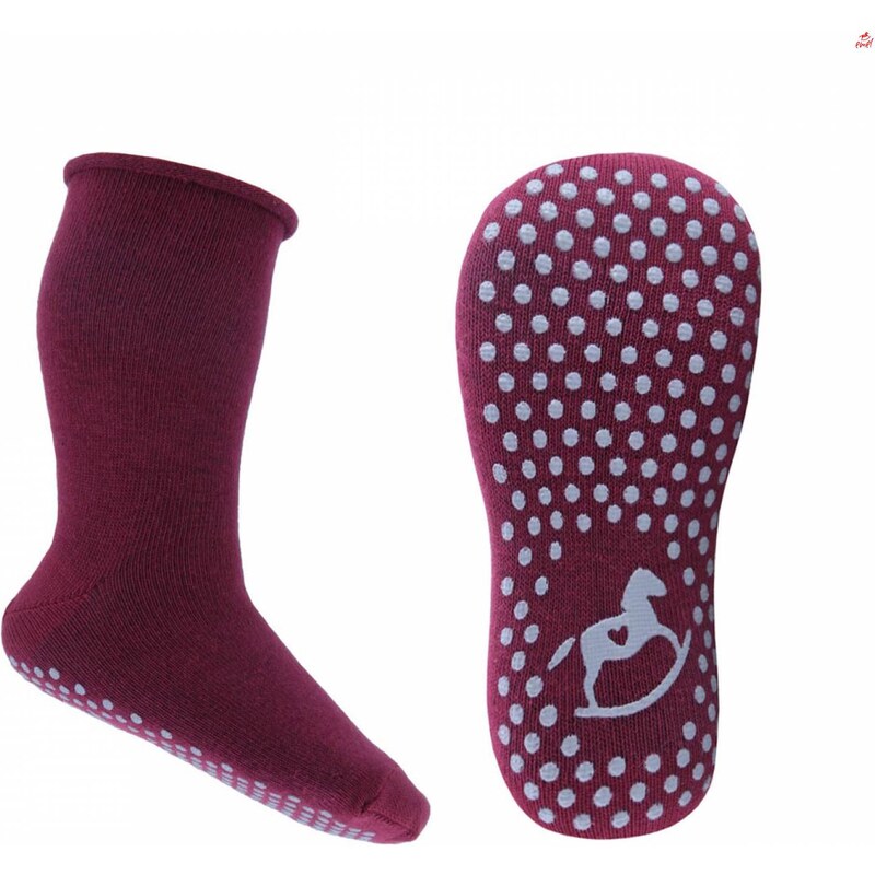 Detské bavlněné protišmykové ponožky Emel - Bordová 46771267