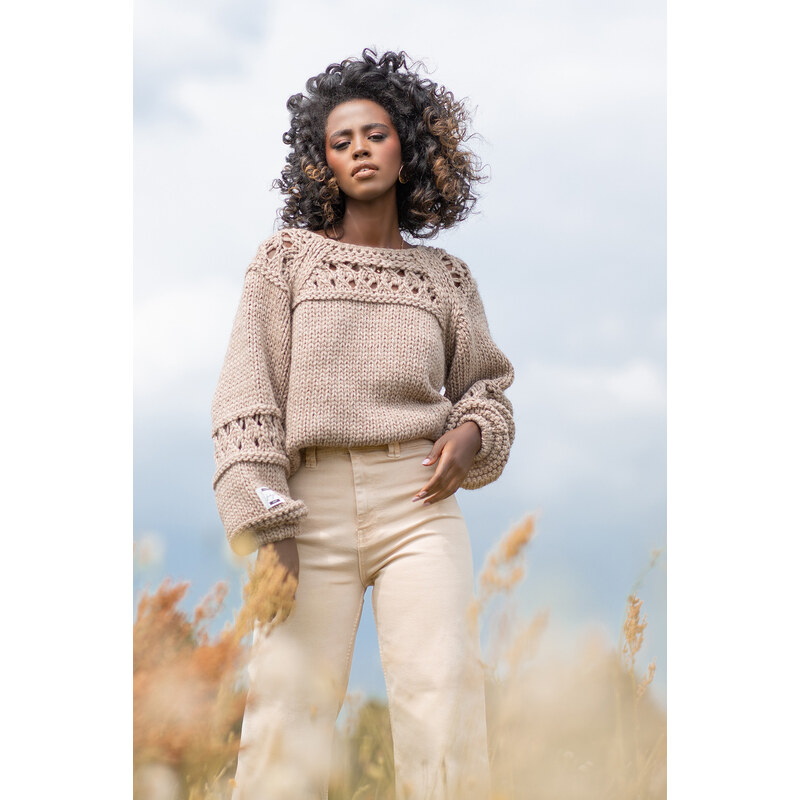 Glara Dámsky hrubý pletený sveter s vlnou 27804165