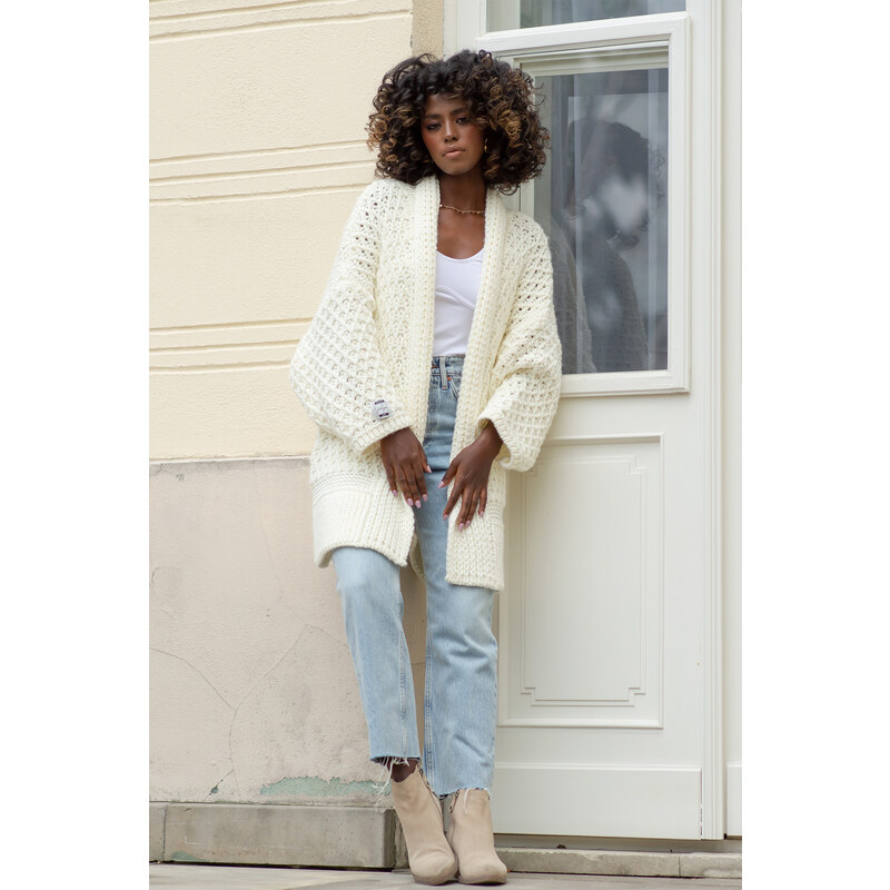 Glara Pletený volný kardigán s vlnou a alpakou 27804171