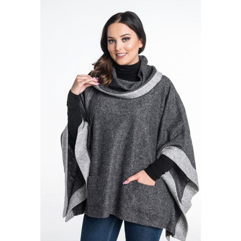 Glara Vlnené pončo s vreckami 27874080