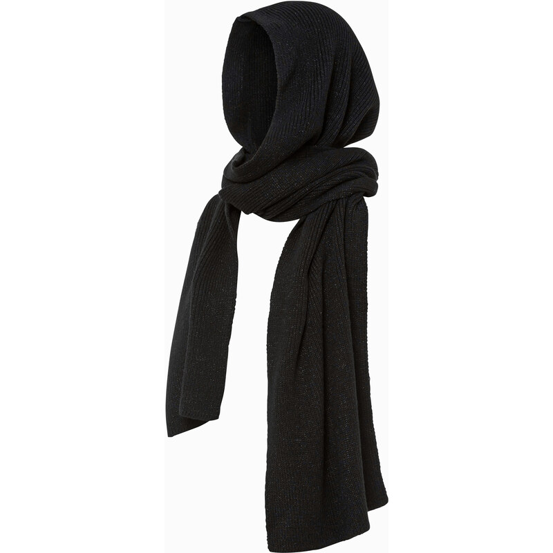 bonprix Kapucňový šál s lesklým efektom, farba čierna 44791285