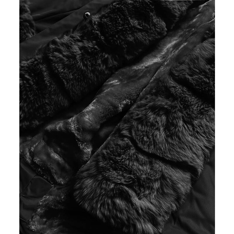 Jejmoda Dámska zimná bunda parka s kožušinou MODA529 čierna
