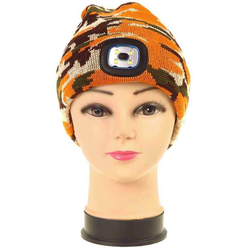 Čiapka so svetlom maskáčová oranžová 27913493