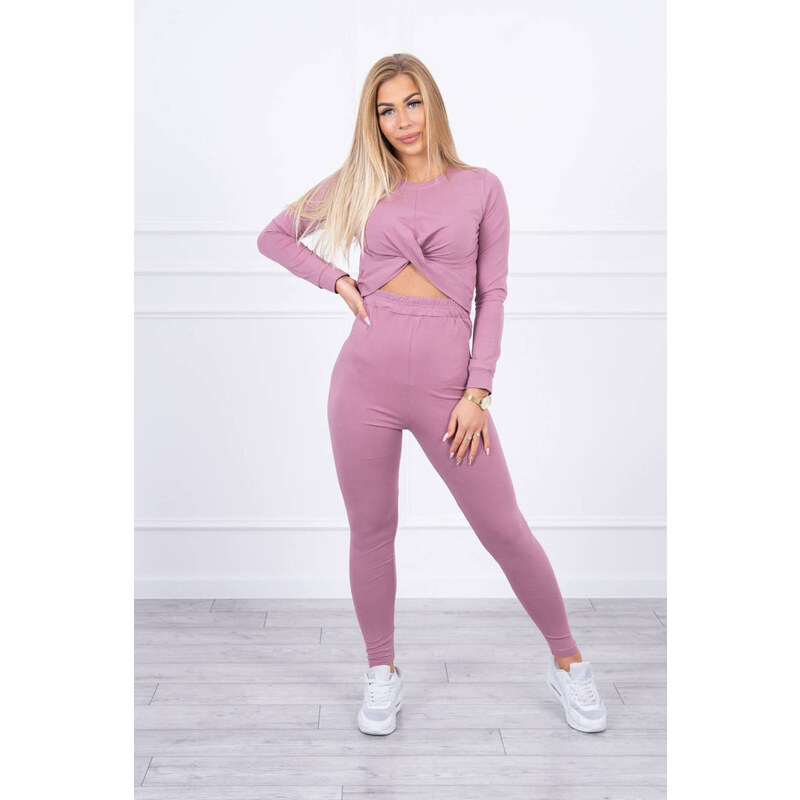 MladaModa Súprava crop-topovej blúzky a legín model 9329 fialová 27915863