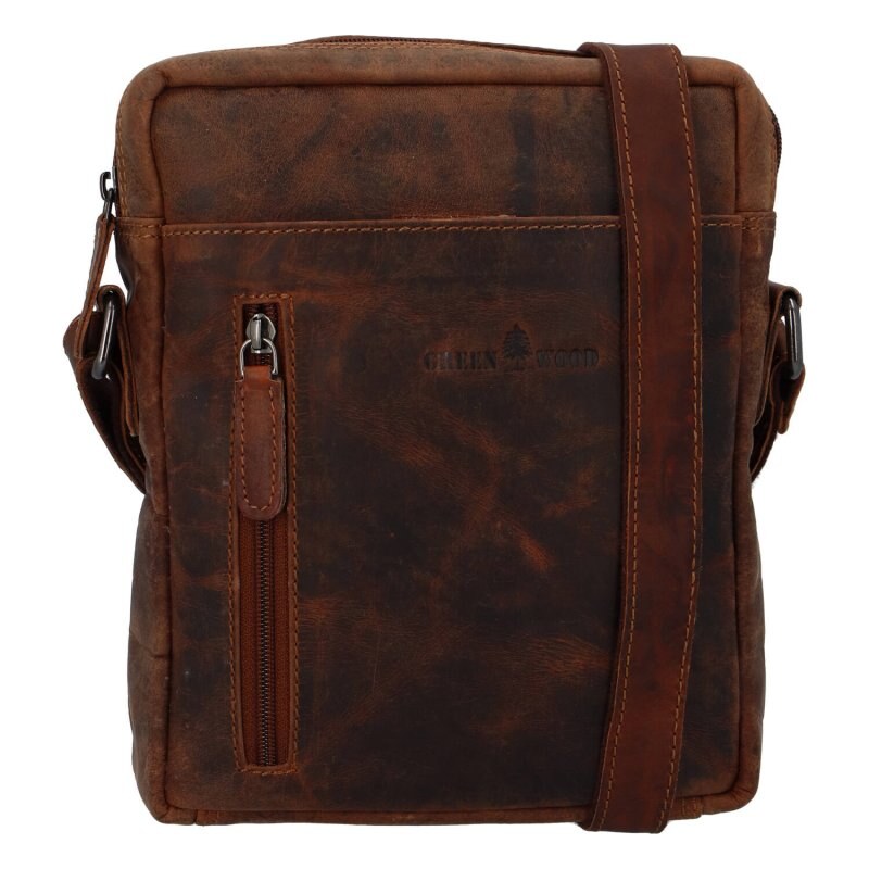 Green Wood moderná pánska kožená taška Joel Jean hnedá 66467985