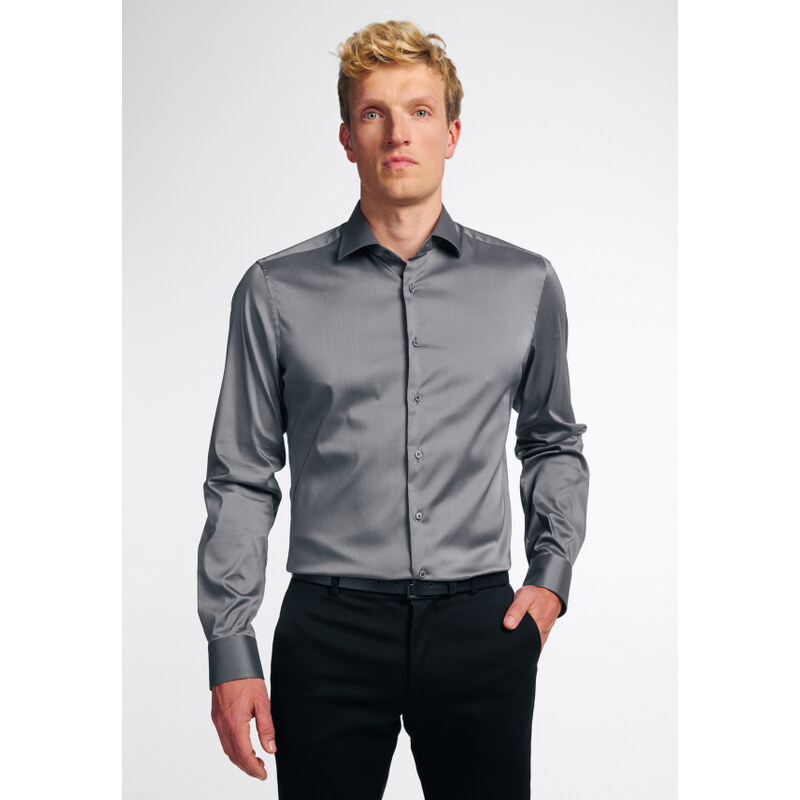 ETERNA Slim Fit pánska strečová košeľa formálna tmavo sivá Easy Care 32376773