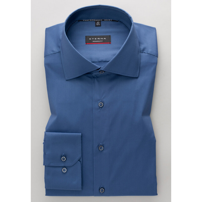 Pánska stretch sivo modrá elegantná košeľa s dlhým rukávom ETERNA 31694359