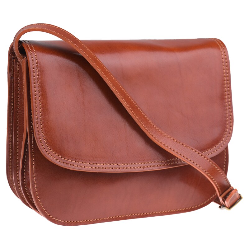 Hnedá kožená talianska crossbody kabelka Simonetta Marrone Chiaro 27989817