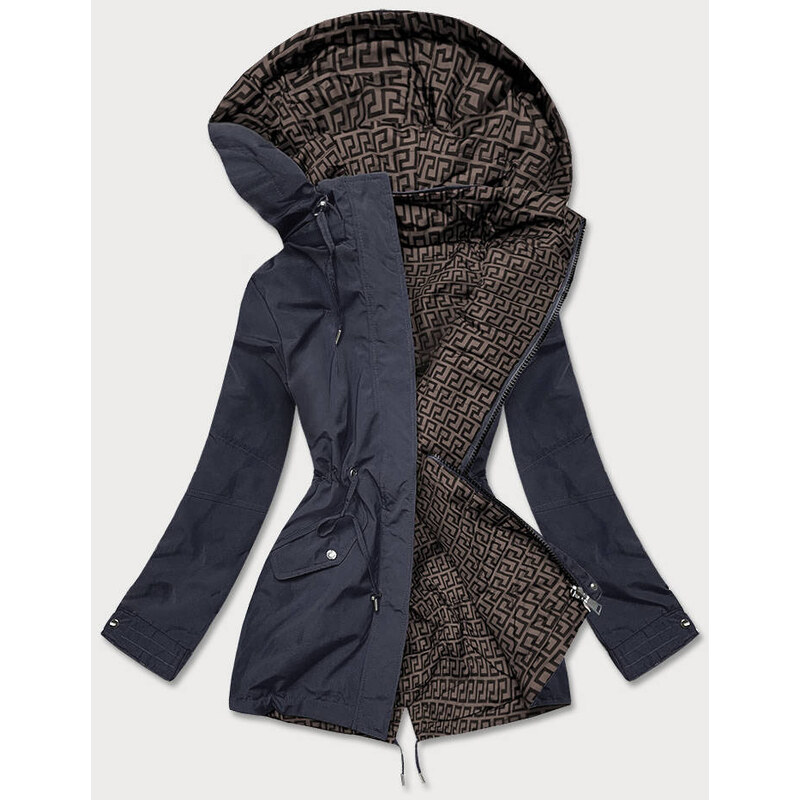 MHM Tmavo modro-hnedá obojstranná dámska bunda parka (XW581X) 49736675
