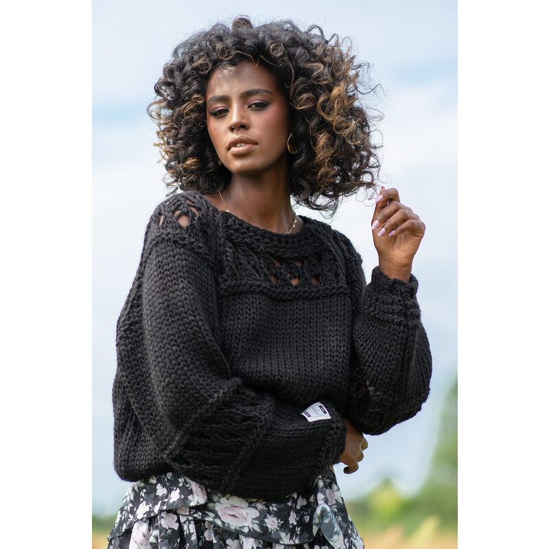 Glara Dámsky hrubý pletený sveter s vlnou 28080677