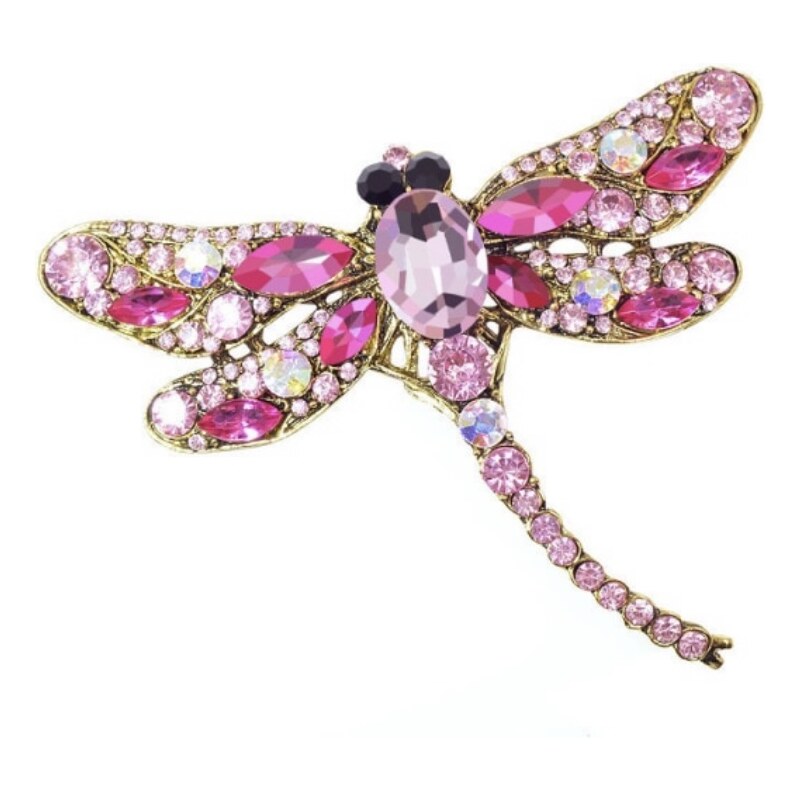 Glory Krištáľová brošňa vážka ružová 2127 28040577