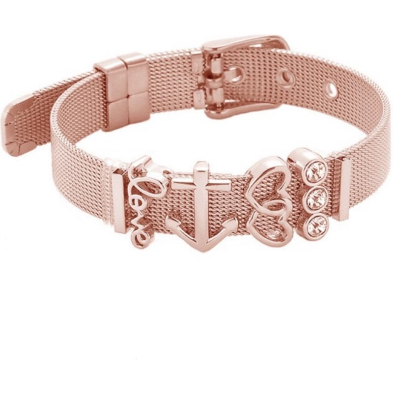 Glory Charms remienkový náramok Srdcia ružovozlatý 653 28075569