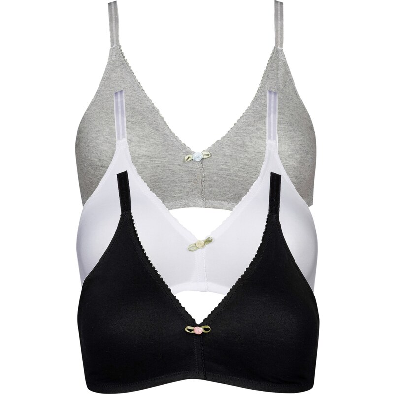 bonprix Podprsenka bez kostíc (3 ks), bio bavlna, farba čierna 49971404