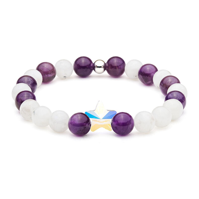 BudNej Minerálny náramok HVIEZDA Swarovski z mesačného kameňa a 35942052