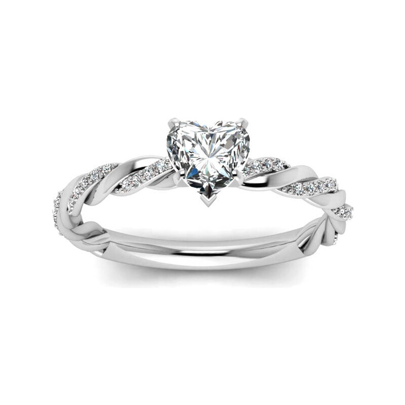 Emporial strieborný prsteň Prepletené srdce 41510338