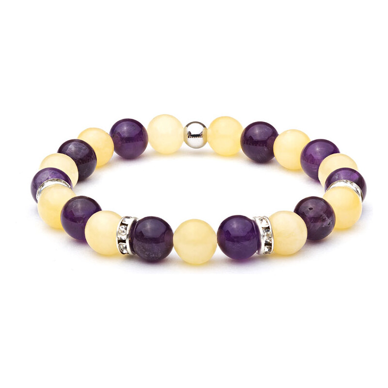 BudNej Minerálny náramok NEZÁVISLOSŤ a UVOĽNENIE z ametystu a topazu 35942056