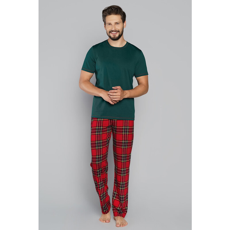 Italian Fashion Vianočné pánske pyžamo krátky rukáv Narwik mega soft 28102910