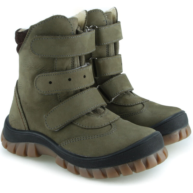 Detské zimné kožené topánky s membránou Emel EV2458D-16 Zelená 46771282